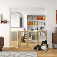 PawHut Absperrgitter Hunde 91 cm Schutzgitter aus Holz Hundegitter Freistehend