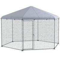 PawHut Hühnerstall 400 x 346 x 263 cm Freilaufgehege aus Stahl, mit Abdeckung