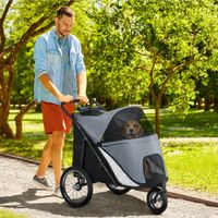 PawHut Hundewagen Hundebuggy mit Netzfenstern, Klappbar, bis 30 kg, Oxford, Grau