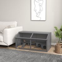PawHut Kleintierkäfig aus Holz, 100cm Nagerhaus, Kleintierstall mit Hängebrücke