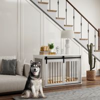 PawHut Hundekäfig für Zuhause, Hundehütte mit Eingang, für Hunde unter 30 kg