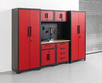 Garagenschrank 7 tlg. 270x 47 x 193cm, rot