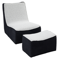 2tlg. Tatami-Sessel mit Hocker -Schwarz/Weiß