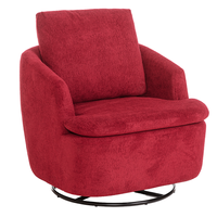 Drehbarer & schwingbarer Loungesessel mit gepolsterten Kissen, ca. 85 x 90 x 45-77 cm - Pink