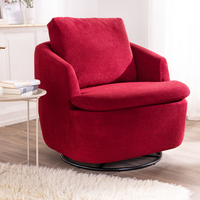 Drehbarer & schwingbarer Loungesessel mit gepolsterten Kissen, ca. 85 x 90 x 45-77 cm - Pink