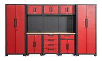 Garagenschrank 9 tlg. 330x 47x 193 cm, rot