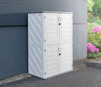 Gartenschrank, ca. 130 x 75 x 190 cm - Weiß/Grau