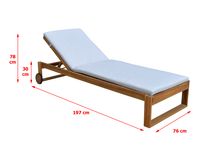 Garten-Sonnenliege inkl. Kissen aus Akazienholz, ca. 197 x 71 x 30 cm - Braun