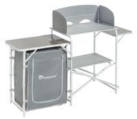Campingküche mit Windschutz, 2-stufigem Stoffschrank und Lampenständer, ca. 143 x 41 x 80 cm