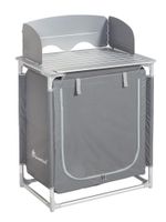 Tragbarer Camping Kochtisch mit Windschutz, ca. 75 x 55 x 82/108 cm – Schwarz/Silber