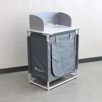 Tragbarer Camping Kochtisch mit Windschutz, ca. 75 x 55 x 82/108 cm – Schwarz/Silber