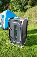 Campingküche mit 3-stufigem Stoffschrank, ca. 57x47x98 cm – schwarz/grau