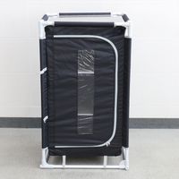 Campingküche mit 3-stufigem Stoffschrank, ca. 57x47x98 cm – schwarz/grau
