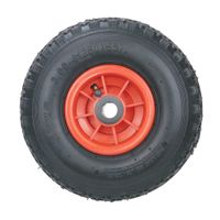 2-tlg. Sackkarrenrad mit Blockgummireifen, Bohrung ca. 20 mm - Rot/Schwarz