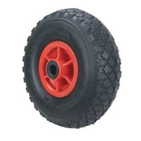 2-tlg. Sackkarrenrad mit Diamant-Gummireifen, Bohrung ca. 20 mm - Rot/Schwarz