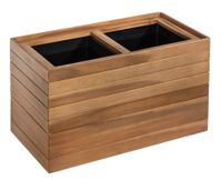 Pflanzkübel geölt aus Akazienholz für 2 Pflanzen, quadratisch, ca. 57 x 30 x 35 cm - Braun