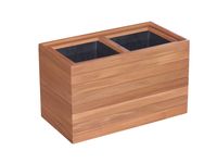 Pflanzkübel geölt aus Akazienholz für 2 Pflanzen, quadratisch, ca. 57 x 30 x 35 cm - Braun