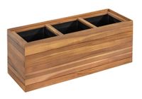 Pflanzkübel geölt aus Akazienholz für 3 Pflanzen, quadratisch, ca. 84 x 30 x 35 cm - Braun
