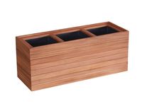 Pflanzkübel geölt aus Akazienholz für 3 Pflanzen, quadratisch, ca. 84 x 30 x 35 cm - Braun