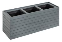 Pflanzkübel aus Akazienholz für 3 Pflanzen, quadratisch, ca. 84 x 30 x 35 cm - Anthrazit