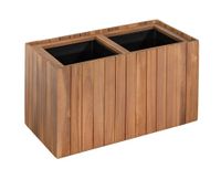 Pflanzkübel geölt aus Akazienholz für 2 Pflanzen, quadratisch, ca. 57 x 30 x 35 cm - Braun