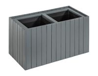 Pflanzkübel aus Akazienholz für 2 Pflanzen, quadratisch, ca. 57 x 30 x 35 cm - Anthrazit