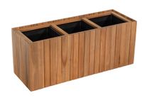 Pflanzkübel geölt aus Akazienholz für 3 Pflanzen, quadratisch, ca. 84 x 30 x 35 cm - Braun