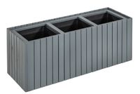 Pflanzkübel aus Akazienholz für 3 Pflanzen, quadratisch, ca. 84 x 30 x 35 cm - Anthrazit