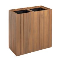 Pflanzkübel geölt aus Akazienholz für 2 Pflanzen, quadratisch, ca. 57 x 30 x 64 cm - Braun