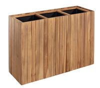 Pflanzkübel geölt aus Akazienholz für 3 Pflanzen, quadratisch, ca. 84 x 30 x 64 cm - Braun
