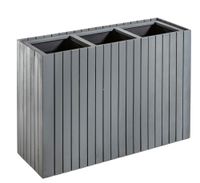 Pflanzkübel aus Akazienholz für 3 Pflanzen, quadratisch, ca. 84 x 30 x 64 cm - Anthrazit