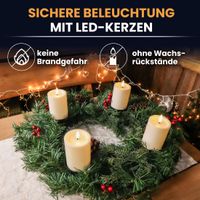 Gartenpirat Künstlicher Adventskranz Ø 60 cm mit 4 LED-Kerzen Flacker-Effekt