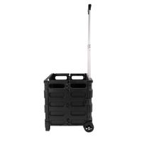Einkaufstrolley, Transporttrolley, faltbarer Transportwagen, fahrbare Transportbox schwarz