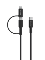 Fontastic 2in1 Datenkabel Typ-C > Typ-C +Lightning Farbe:Schwarz