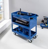 Werkzeugrollwagen mit 3 Ablagen & verschließbarer Schublade 70x 35x 66 cm blau 