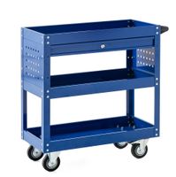 Werkzeugrollwagen mit 3 Ablagen & verschließbarer Schublade 70x 35x 66 cm blau 