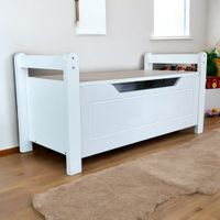 Holz-Sitzbank mit Aufbewahrungsbox, ca. 88 x 38 x 43 cm - Weiß
