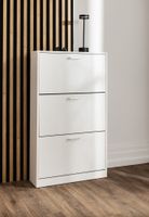 Schuhschrank mit 3 Fächern - ca. 59x17x105cm - Weiß