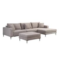 Home Deluxe Sofa mit Hocker BELLANO - 340 x 188 cm Cord Beige Rechts