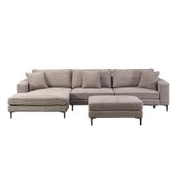 Home Deluxe Sofa mit Hocker BELLANO - 340 x 188 cm Cord Beige Links
