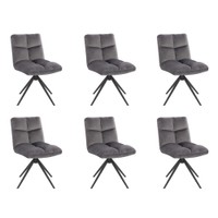HOME DELUXE Esszimmerstuhl drehbar 6er Set NODA – Samt Hellgrau