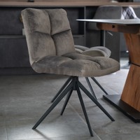 HOME DELUXE Esszimmerstuhl drehbar 6er Set NODA – Samt Hellgrau
