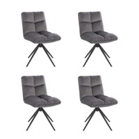 HOME DELUXE Esszimmerstuhl drehbar 4er Set NODA – Samt Hellgrau