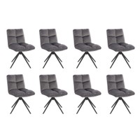 HOME DELUXE Esszimmerstuhl drehbar 8er Set NODA – Samt Hellgrau