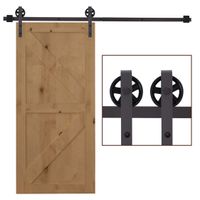 HOMCOM Schiebetüren-Beschlagsatz, 183 cm Komplett-Set mit Schienen, Dunkelbraun