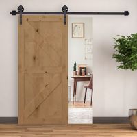 HOMCOM Schiebetüren-Beschlagsatz, 183 cm Komplett-Set mit Schienen, Dunkelbraun