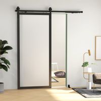 HOMCOM Schiebetüren-Beschlagsatz 183cm Komplett-Set mit Schienen, Rollen Schwarz