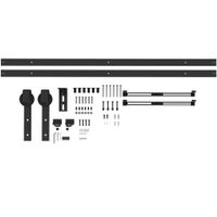 HOMCOM Schiebetüren-Beschlagsatz 244cm Komplett-Set mit Schienen, Rollen Schwarz