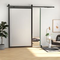 HOMCOM Schiebetüren-Beschlagsatz 244cm Komplett-Set mit Schienen, Rollen Schwarz