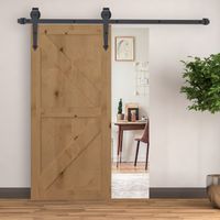 HOMCOM Schiebetüren-Beschlagsatz, 2 m, Komplett-Set mit Schienen, Rollen, Braun